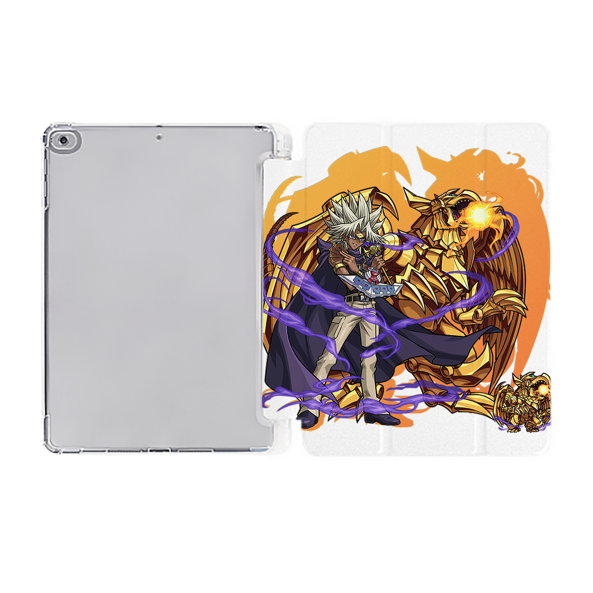 （画像用） 遊☆戯☆王 Yu-Gi-Oh! IPad ケース ペン収納付き 三つ折りスタンド PUレザー×シリコン 対応機種9.5/10.5/10.9インチ